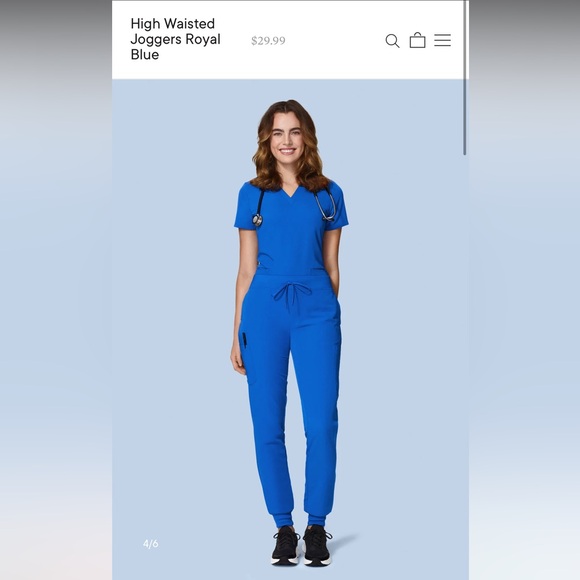 Mandala Scrub Set (Joggers/Shirt), Royal Blue, Size Small - Picture 6 of 6